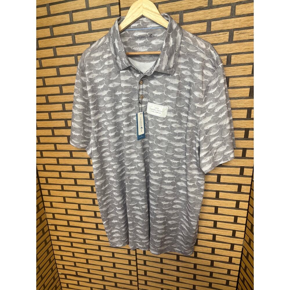 Caribbean Joe Gray Polo Size 2X